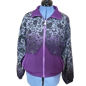 Vintage Kaelin purple floral full zip windbreaker medium women's